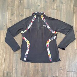Fila Sport Black Colorful Printed 1/4 Zip Pullover XL